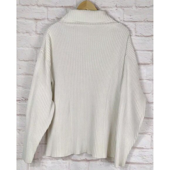 Vintage American Creations Cable Knit Sweater Womens Mock Neck Cream USA - Picture 2 of 12